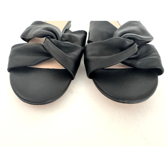 J Crew Twist-Knot Slide Sandals 12 Black Buttery Soft Leather Flats Style L5472 - Picture 2 of 10